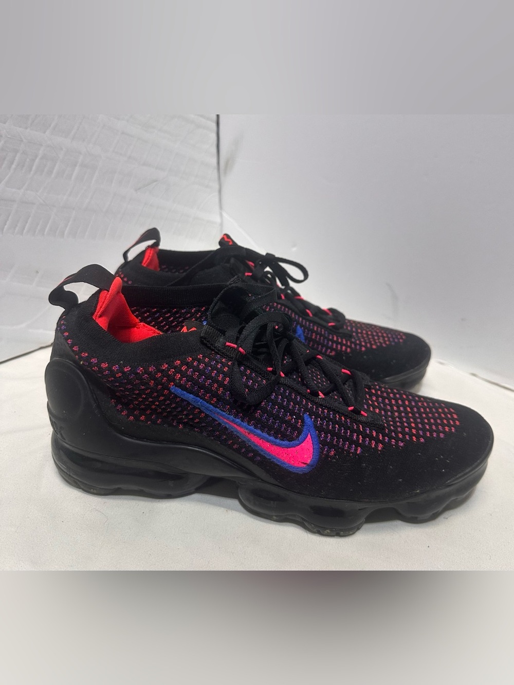 Nike Kids Black Sneakers with Pink and Blue Swoosh